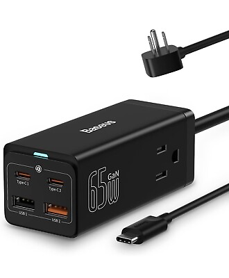 #ad Baseus PowerCombo 65W Portable Power Strip USB C Desk Charging Station $29.99