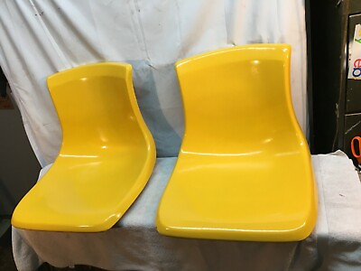 #ad Vintage Pair Mid Century Fiberglass Chair Seats Yellow Modern Design Chair Seats $225.00