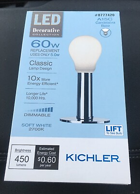 #ad Lot of 2 Kichler DIMMABLE LED 60W 5W Bulb A15C Candelabra Base Soft White NEW $14.99