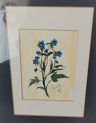 #ad Vintage Forget Me Not Hand Drawn amp; Watercolor Painting By Ginny $30 $30.00