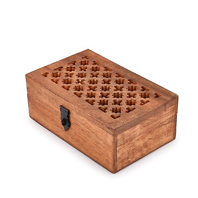 #ad Mango Wood Decorative Wooden Box with Hinged Lid Wooden Storage Box 8quot; x 5quot; x 3quot; $22.32