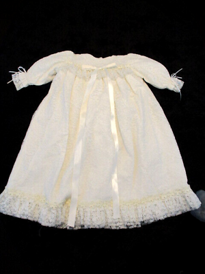 #ad HANDMADE Baptism Christening Gown 12 18 mos Lace Ribbon L S Lined Fleece Thick $21.99