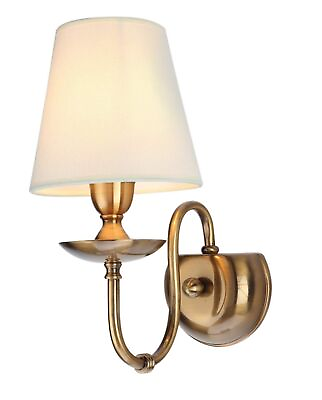 #ad Bedroom Wall Lamps Polished Solid Brass Finish Wall Lights with White Flax Fa... $86.89