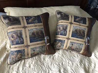 #ad J. Colter Throw Pillows Bear Moose Deer Pheasant Western Cabin Outdoor Theme $19.99