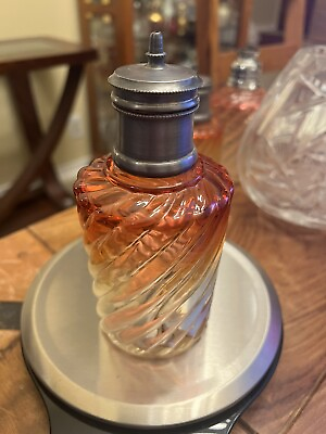 #ad Baccarat Rose Tiente French Swirl Antique Dresser Bottle 6.25quot; Metal Top c 1930 $135.15