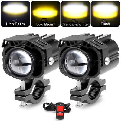 #ad 2X LED Spot Lights Auxiliary Motorcycle Headlight Driving Fog Lamp Yellow White $32.98