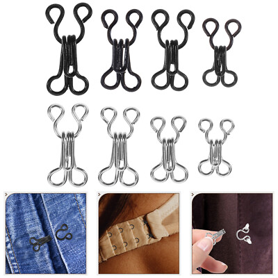 #ad 50 Pcs Metal Snap Buttons Hook and Eye for Clothing Hooks Eyes Clasp up $5.65