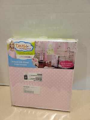 #ad NIP Truly Scrumptious Polka dot Pink Fitted Crib Sheet $15.00