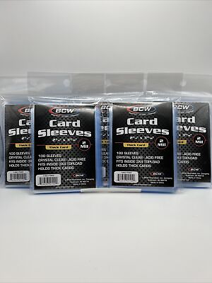 #ad BCW Penny Card Soft Sleeves 5 Packs of 100 for THICK Sized Cards = 500 $7.18