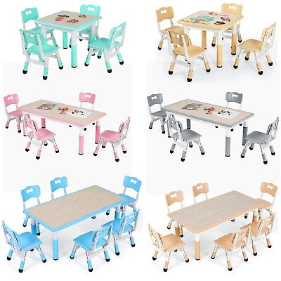 #ad Kids Table and Chairs Set Height Adjustable Children Play Table Multi Activity $97.99