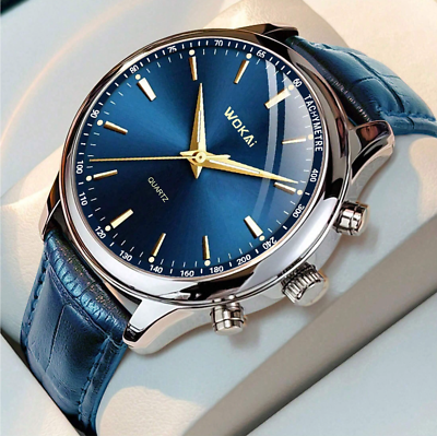 #ad Men New Quartz Watch Casual Work Leather Strap Band Analog Stainless Watch Gift $9.11