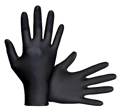 #ad Raven 66518 Safety Powder Free Examination Black Nitrile Gloves 7 Mil Large $26.32