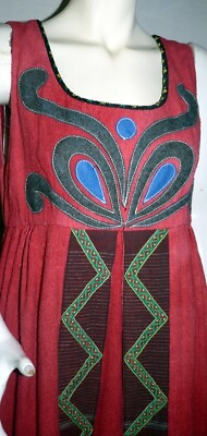 #ad Vintage 1970s Tribal Applique Maxi Dress Bust 36quot; Festival $59.99