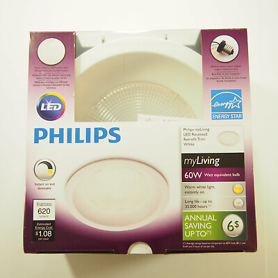 #ad Philips myLiving 9W Warm White 6quot; LED Dimmable Retrofit Recessed Downlight New C $12.99