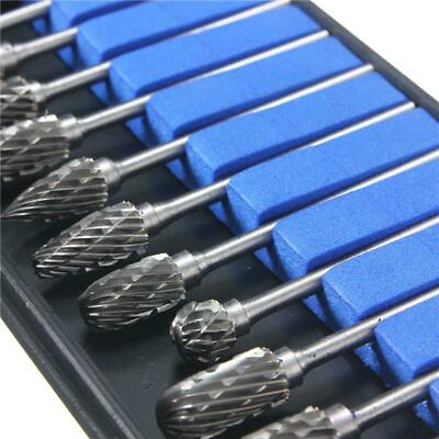 #ad 10x 1 8quot;1 4 Tungsten Carbide Burr Rotary Drill Bits Tools Cutter Files Set Shank $10.75