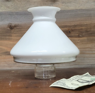#ad Milk Glass 6quot; Fitter Student Oil LAMP SHADE amp; Clear 1877 A.X.L. Illuminator No.0 $120.00