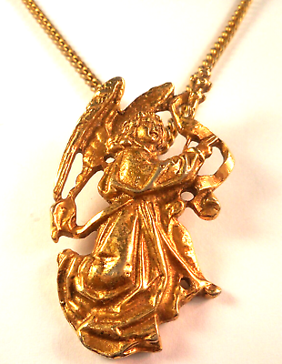 #ad Alva Museum Replicas Vintage Pendant Necklace Gold GABRIEL Angel Heaven 28quot; $48.99