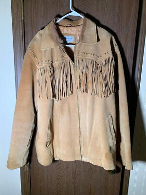 #ad Vintage Leather Mountain Men Fringe XL Coat $115.95