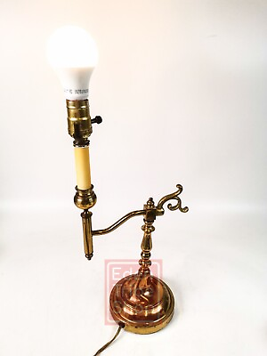 #ad Vintage Ornated Brass Adjustable Brass Lamp Swing Arm Desk Lamp $41.98