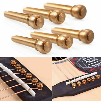 #ad 6Pack Acoustic Guitar Brass Bridge Fixed Pins Cone String Dot Solid String Nails $7.62