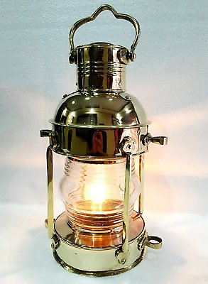 #ad Vintage Brass Electric Lamp Maritime Ship Lantern Boat Decorative Light 15quot; $94.00