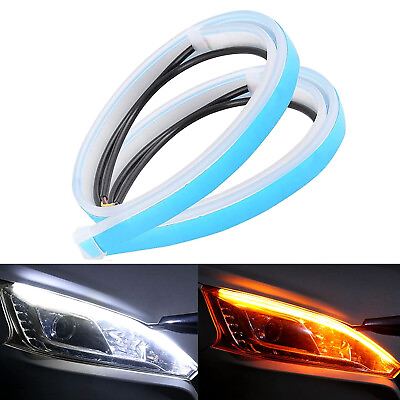 #ad 2pcs 17.8quot; DRL LED Headlight Strip Light Daytime Running Sequential Signal Lamp $8.83