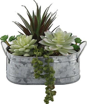 #ad 6.8quot; Artificial Succulent Plants in Metal Planter $13.00