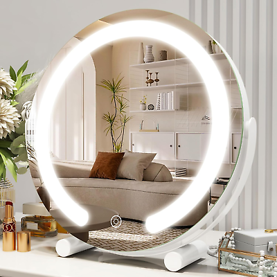 #ad 12 Inch Vanity Mirror with Lights round Light up Makeup Mirror LED Mirror White $35.19