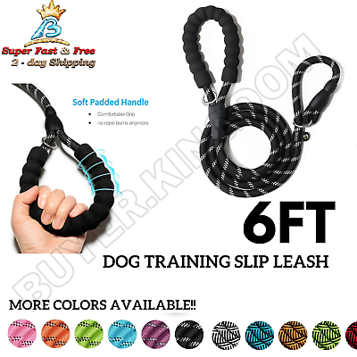 #ad 6ft Dog Training Slip Rope Lead Leash Heavy Duty Reflective Comfortable Handle $15.04