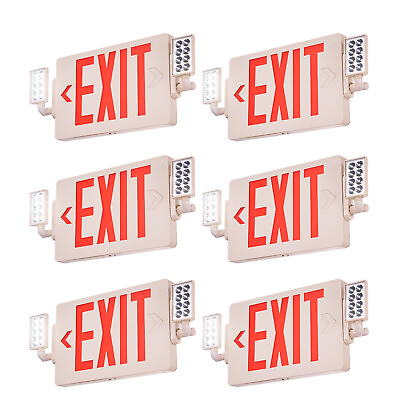 #ad VEVOR 6 Pack LED Exit Sign Emergency Light Compact Combo Signs Battery Backup $130.99