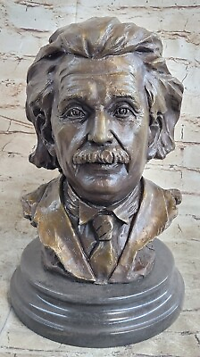#ad Vintage Bust of Albert Einstein Real Bronze Sculpture Collector Edition Figurine $249.50