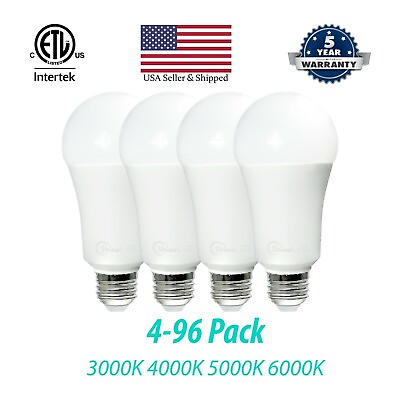 #ad 4 96 Pack A19 15W Dimmable LED Bulbs 1600 lms UL Listed 100W Equivalent 120V E26 $199.99