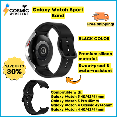 #ad Sport Watch Band Strap Samsung Galaxy Watch 4 5 Pro 40mm 44mm 45mm Black $4.92