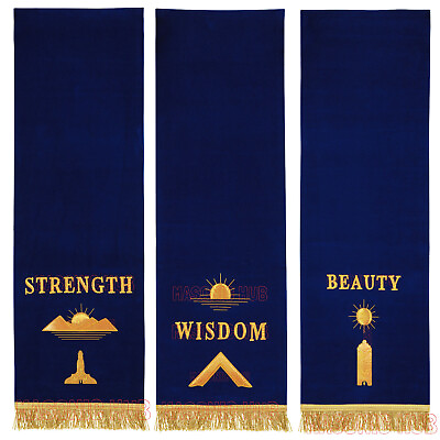 #ad Handcrafted on Velvet Masonic Blue Lodge Pedestal Covers Set of Three $98.99