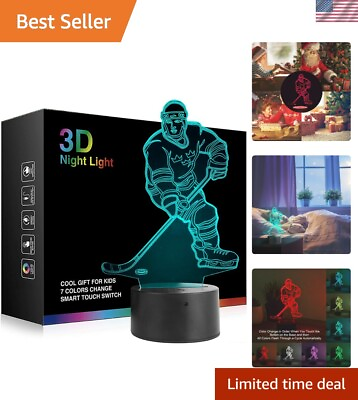 #ad Unique Hockey Player 3D Night Light Lamp Versatile Decoration for Any Room $25.64