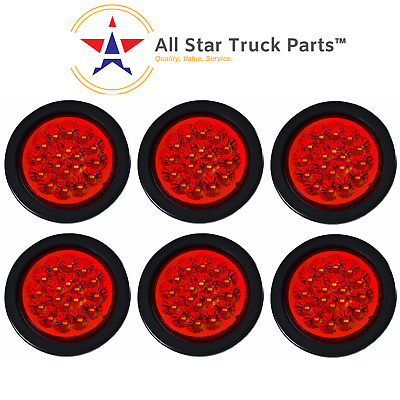 #ad 4quot; Red 18 LED Round Stop Turn Tail Truck Light with Grommet amp; Pigtail Qty 6 $34.50