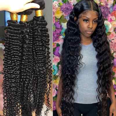 #ad Remy Brazilian Hair Weave Human Hair Bundles Water Curly Human Hair Extension $305.55