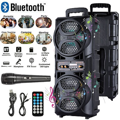 #ad Dual 6.5quot; Bluetooth Portable Party Speaker DJ System LED Woofer AUX Heavy Bass $39.99