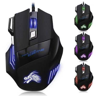 #ad Gaming Mouse 7 Button USB Wired LED Breathing Fire Button 3200 DPI Laptop PC $8.45