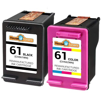 #ad 2PK Replacement HP 61 Ink Cartridge 1 Black amp; 1 Color 1000 1050 1051 2050 Series $21.70