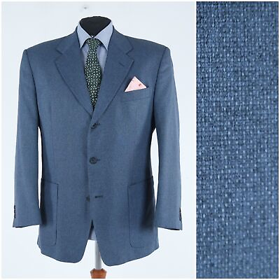 #ad Mens Camp;A Size UK 44R No pattern Blue Polyester Sport Coat Blazer Jacket $44.99