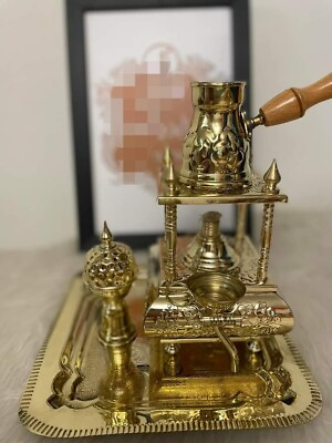 #ad *Crew of Kings? Handmade decorated brass Copper coffee set for Turkish coffee $90.00