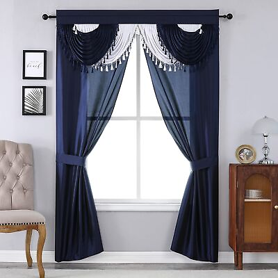 #ad Amore Curtains 5 Piece Window Curtain Set 54 Inch W x 84 Inch L Panels with... $26.95