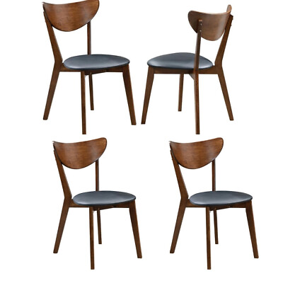 #ad SET OF 4 Coaster Furniture Alfredo Upholstered Dining Chairs Dark Walnut Black $250.00