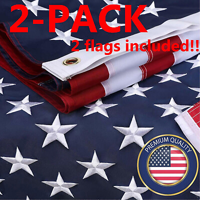 #ad #ad 2X US USA American Flag 3x5 Luxury Embroidered United States Flag Outdoor $12.99