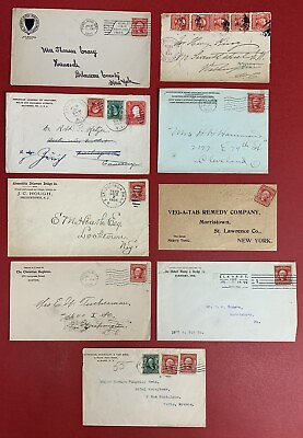 #ad U.S. 1904 07 Lot of 9 Covers with Scott #319 incl. Advertising and Registered $50.00