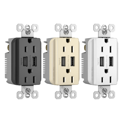 #ad Legrand Wall Outlet 15A 125V USB Chargers 3.1A Tamper Resistant 3 Color Options $10.99