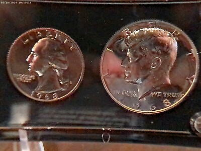 #ad 1968 US Mint Proof Set 40% Silver Kennedy Half in Capital Type Holder Birth Year $25.00