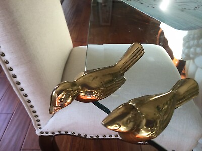 #ad Vintage Pair of Brass Bird Figurines 1.5”tall 4.5” L $25.00