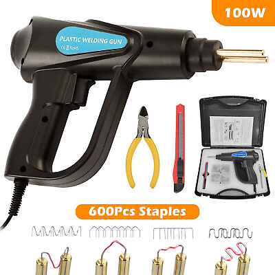 #ad 100W Plastic Welder Bumper Repair Kit Welding Gun Soldering Tool 600Pcs Staples $37.59